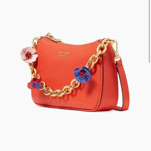 NWT KATE SPADE Jolie Novelty Flower Pebble Convertible Crossbody Red